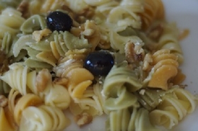 Summer Pasta with Olives, Roasted Peppers and Capers