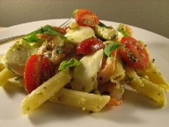 Shrimp and Penne Pasta Salad with Pesto
