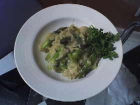 Walnut Risotto with Roasted Asparagus